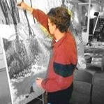 Official logo for the Michal Plis Studio Blog, featuring a circular photograph of Melbourne abstract artist Michal Plis working on a painting in his studio.